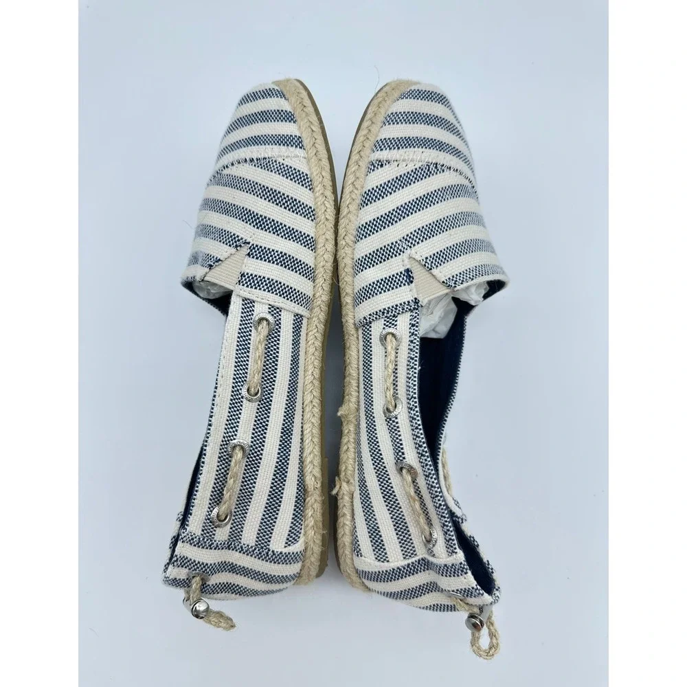 Nautica Rudder Espadrille Flats Women Size 8 Navy White Striped Nautical Slip On